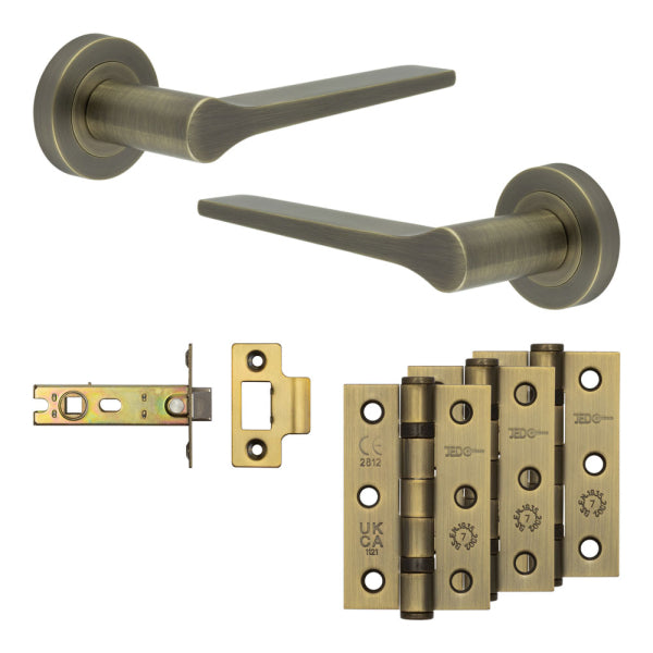 Complete Gio Door Handle Pack - Internal Doors - Antique Brass