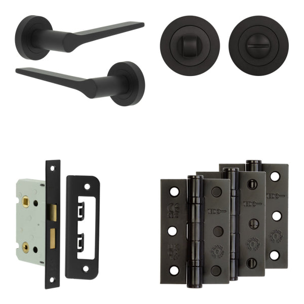 Complete Gio Door Handle Pack - Bathroom - Black
