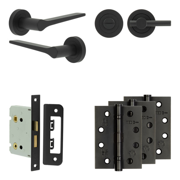 Complete Gio Door Handle Pack - Bathroom - Black
