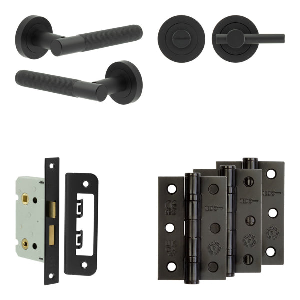 Complete Venice Door Handle Pack - Bathroom - Black