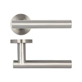 Atlanta Door Handles on Rose Grade 304 Satin Stainless Steel