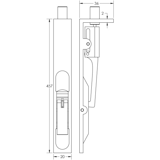 Stainless Steel Lever Action Flushbolts Square & Radiused Forend