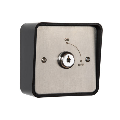 On/Off Latching Key Switch in Stainless Steel Plate c/w Shrouded Back Box