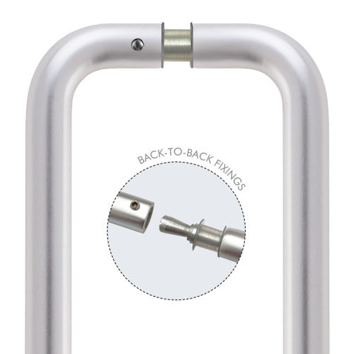Pair of 19mm D Pull Handle 225mm c/w Back to Back Fixings