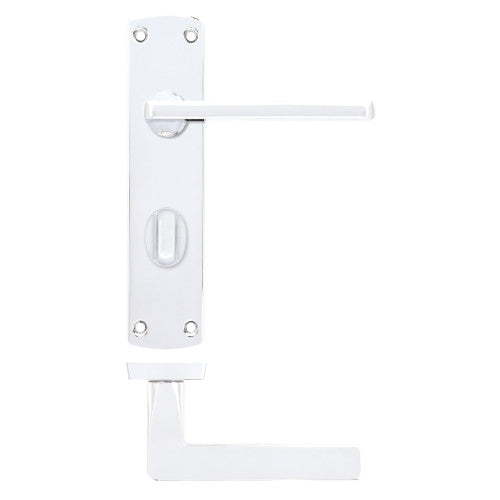 Leon lever on bathroom backplate