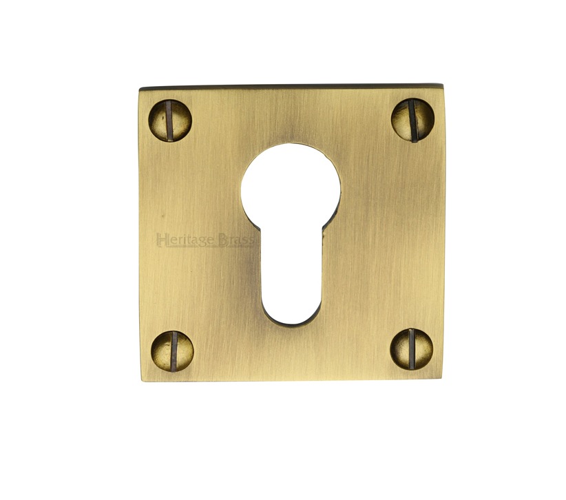 Heritage Brass Euro Profile Square Slim Key Escutcheon, Antique Brass