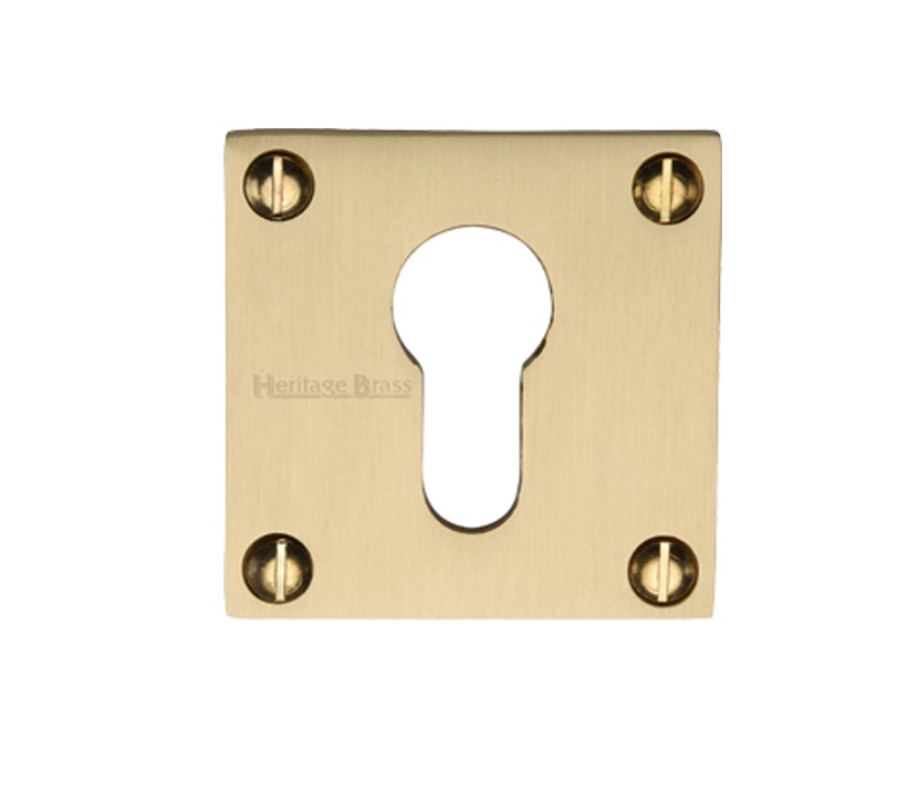 Heritage Brass Euro Profile Square Slim Key Escutcheon, Satin Brass