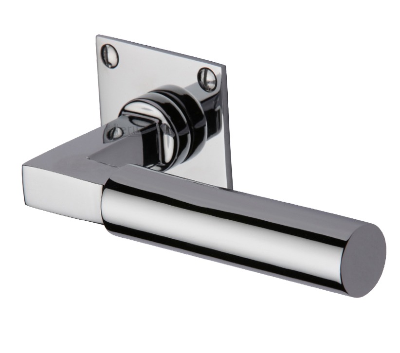 Heritage Brass Bauhaus Low Profile Polished Chrome Door Handles On Square Rose (sold In Pairs)