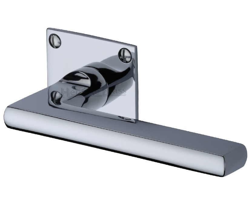 Heritage Brass Trident Low Profile Polished Chrome Door Handles On Square Rose (sold In Pairs)