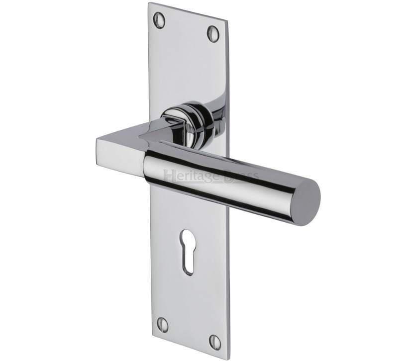 Heritage Brass Bauhaus Low Profile Door Handles On Backplate, Polished Chrome (sold In Pairs)