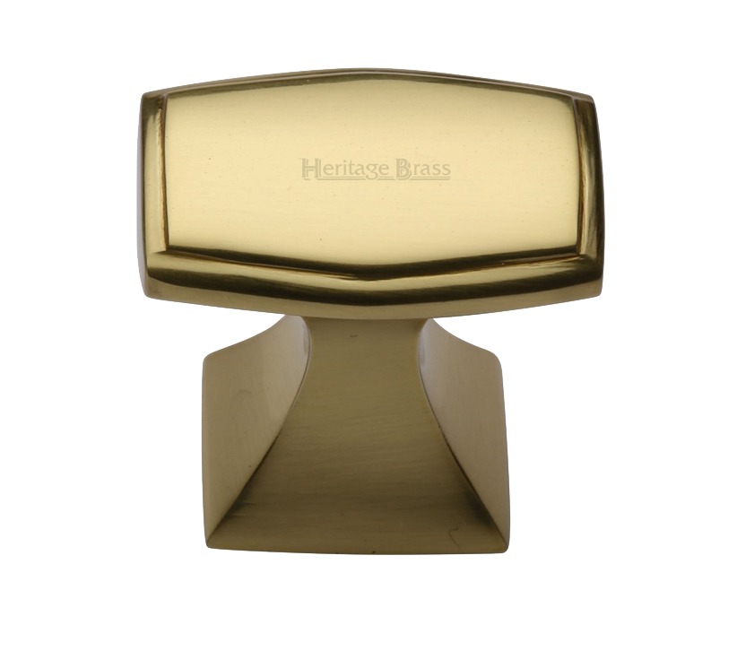 Heritage Brass Art Deco Design Cabinet Knob, Polished Brass