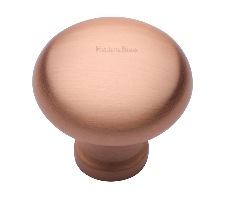 Heritage Brass Mushroom Design Cabinet Knob (32mm Or 38mm), Satin Rose Gold