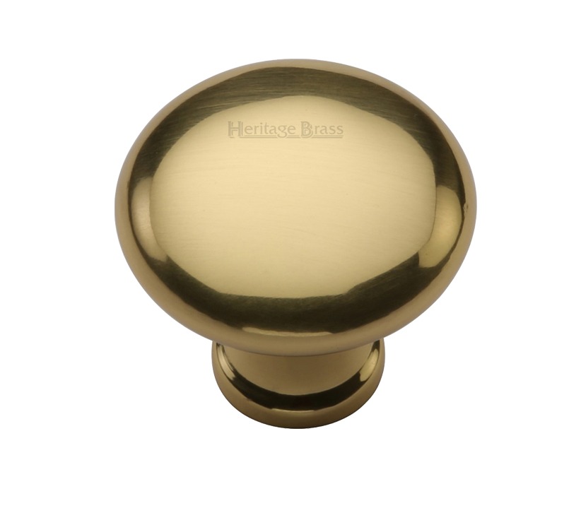 Heritage Brass Mushroom Design Cabinet Knob (32mm Or 38mm), Polished Brass