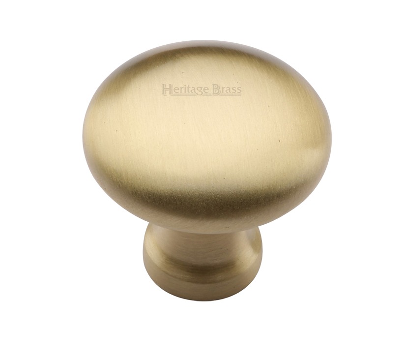 Heritage Brass Mushroom Design Cabinet Knob (32mm Or 38mm), Satin Brass