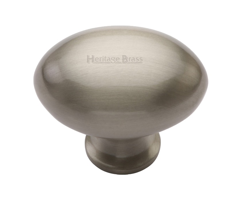 Heritage Brass Oval Design Cabinet Knob (32mm Or 38mm), Satin Nickel
