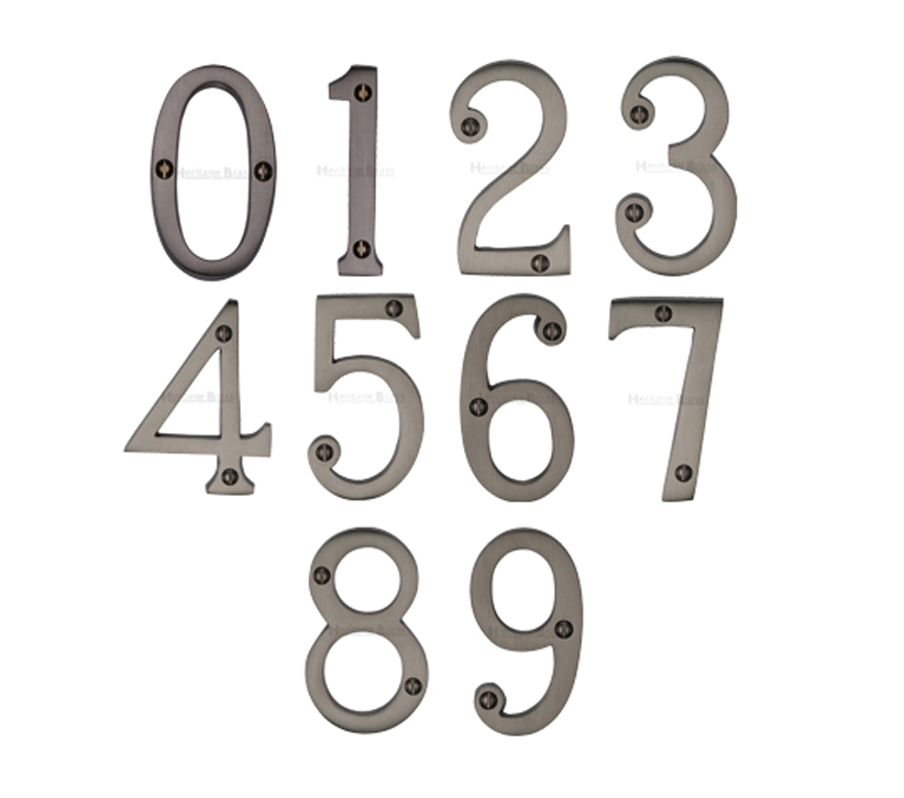 Heritage Brass 0-9 Screw Fix Numerals (76mm – 3″), Matt Bronze