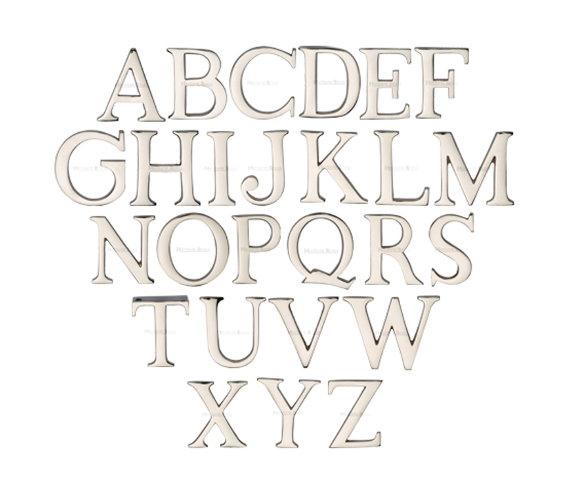 Heritage Brass A-z Pin Fix Letters (51mm – 2″), Polished Nickel