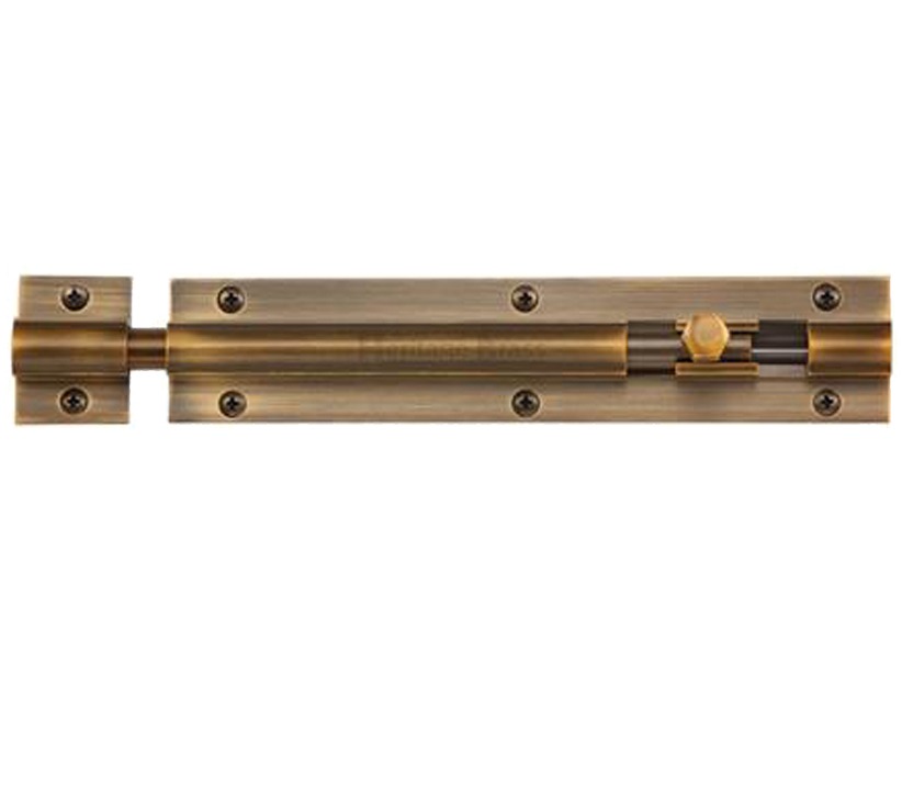 Heritage Brass Straight Barrel Door Bolt (4″, 6″ Or 8″ X 1 1/4″), Antique Brass
