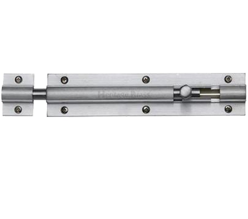 Heritage Brass Straight Barrel Door Bolt (4″, 6″ Or 8″ X 1 1/4″), Satin Chrome