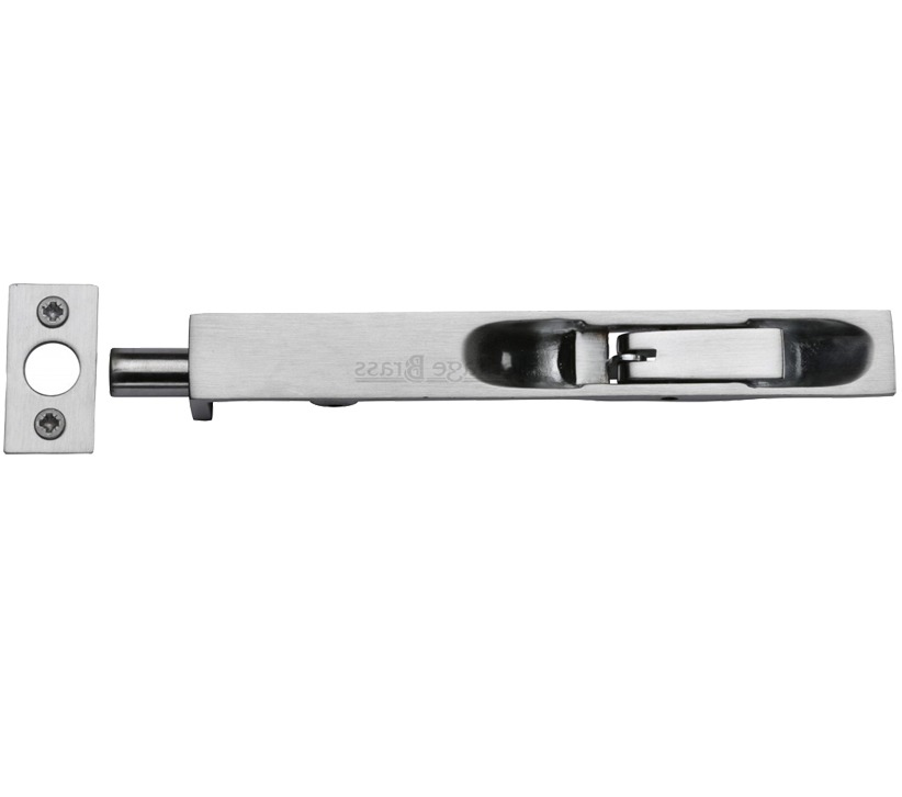 Heritage Brass Flush Fitting Lever Action Door Bolt (6″, 8″ Or 10″), Satin Chrome