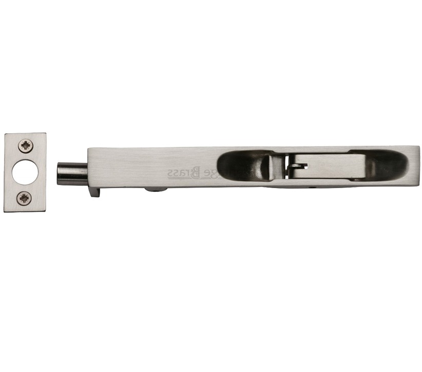 Heritage Brass Flush Fitting Lever Action Door Bolt (6″, 8″ Or 10″), Satin Nickel