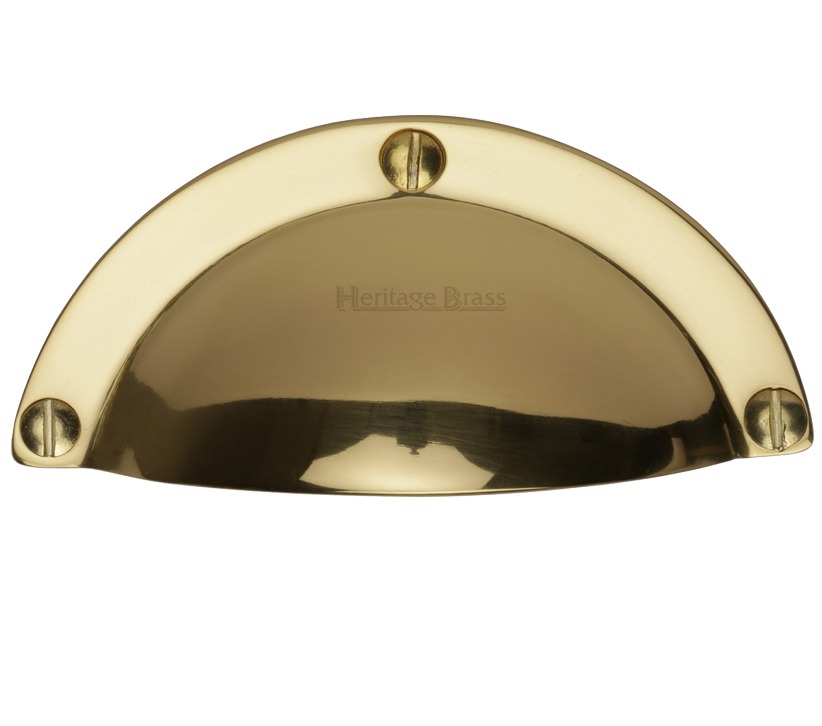 Heritage Brass Cabinet Drawer Pull Handle (86mm C/c), Polished Brass