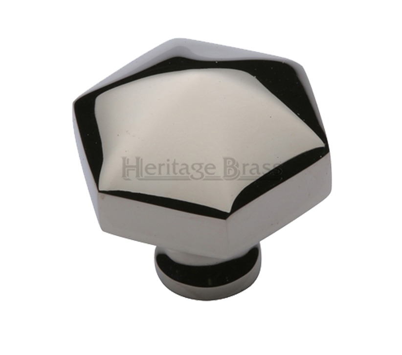 Heritage Brass Octagonal Cabinet Knob, Polished Nickel