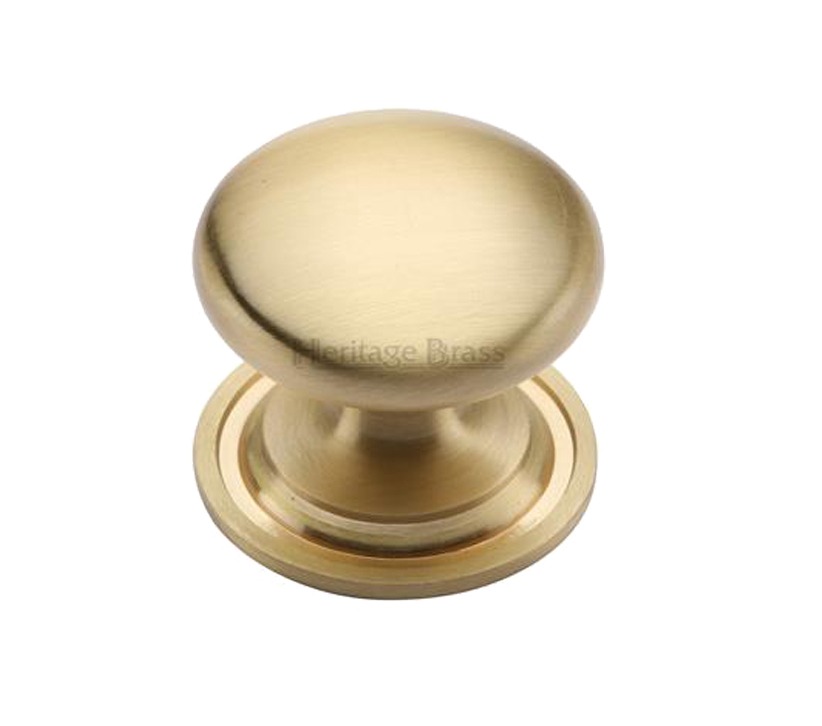 Heritage Brass Round Design Cabinet Knob (25mm, 32mm, 38mm Or 48mm), Satin Brass
