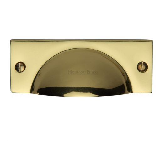 Heritage Brass Cabinet Drawer Pull Handle (112mm Length), Polished Brass