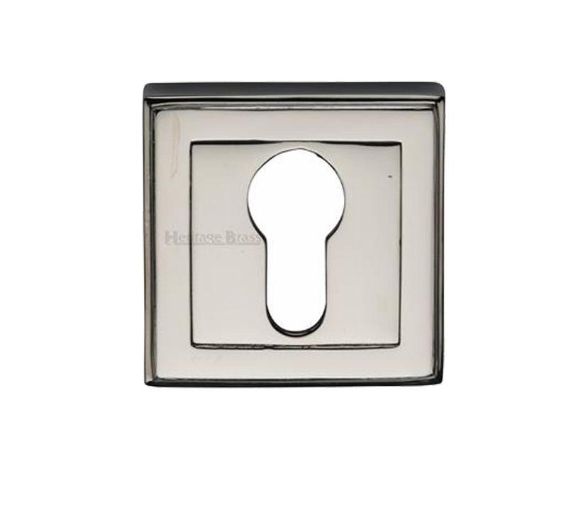 Heritage Brass Art Deco Euro Profile Key Escutcheon, Polished Nickel