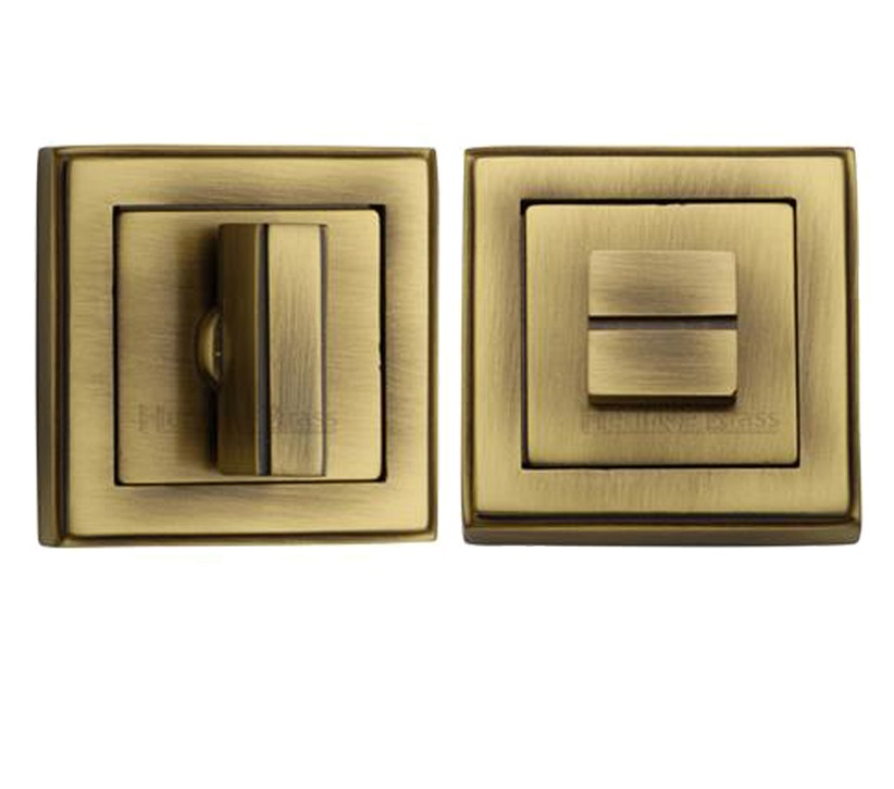 Heritage Brass Art Deco Square (54mm X 54mm) Turn & Release, Antique Brass