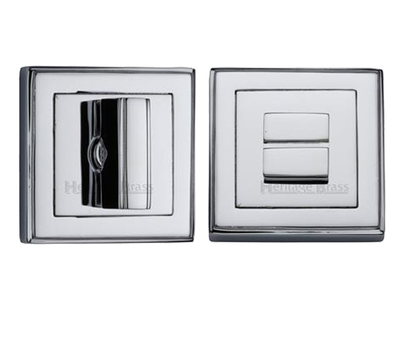Heritage Brass Art Deco Square (54mm X 54mm) Turn & Release, Polished Chrome
