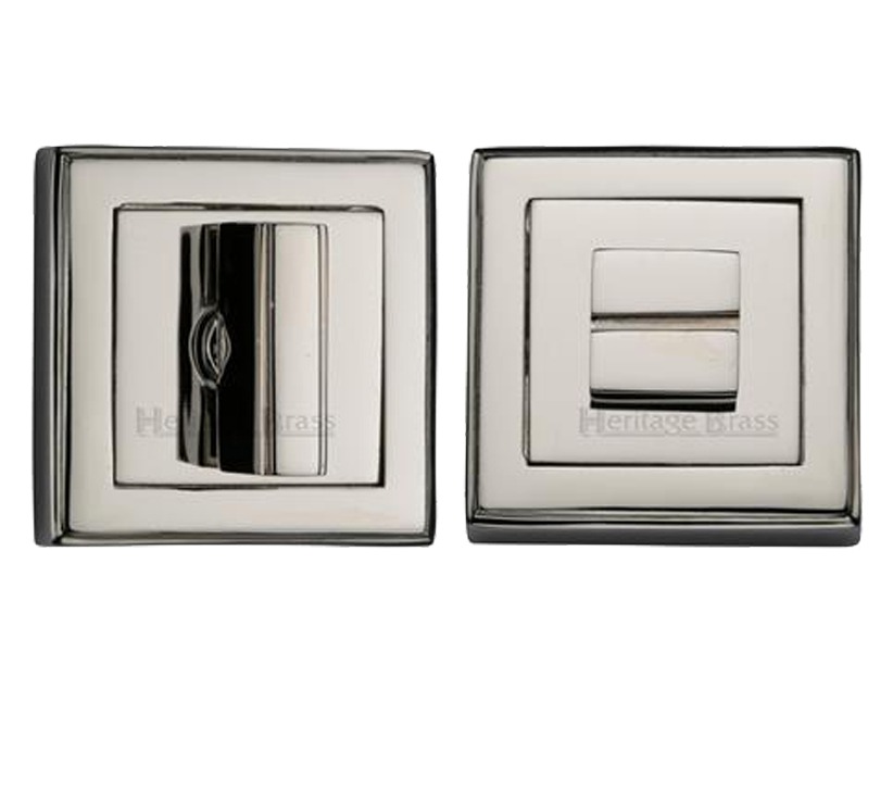 Heritage Brass Art Deco Square (54mm X 54mm) Turn & Release, Polished Nickel