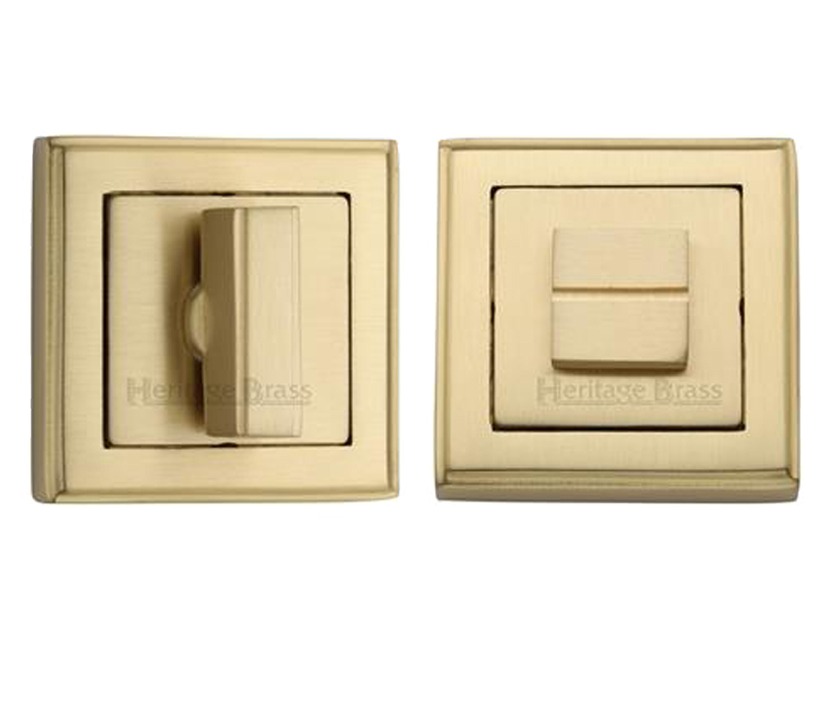 Heritage Brass Art Deco Square (54mm X 54mm) Turn & Release, Satin Brass