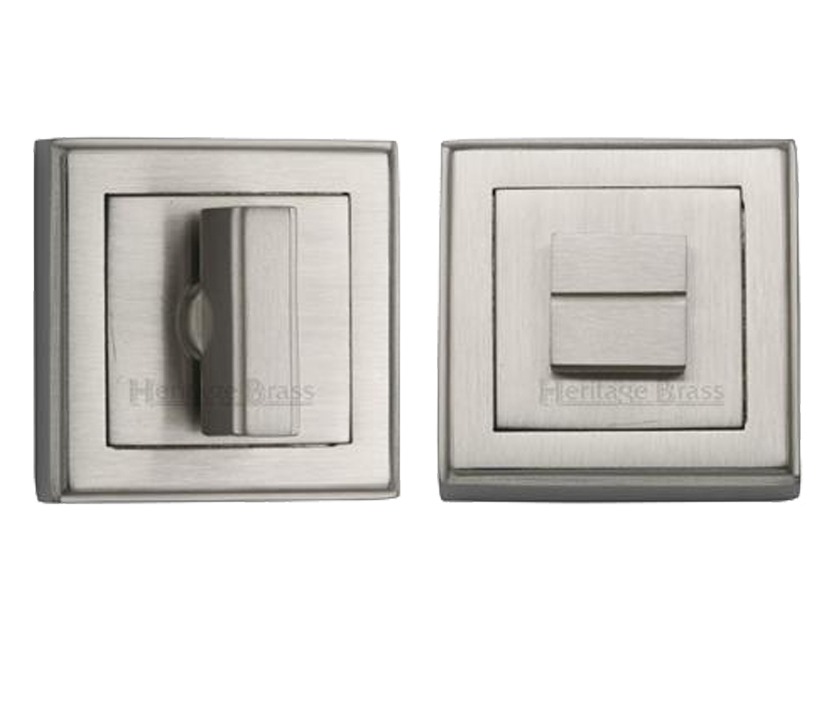 Heritage Brass Art Deco Square (54mm X 54mm) Turn & Release, Satin Nickel
