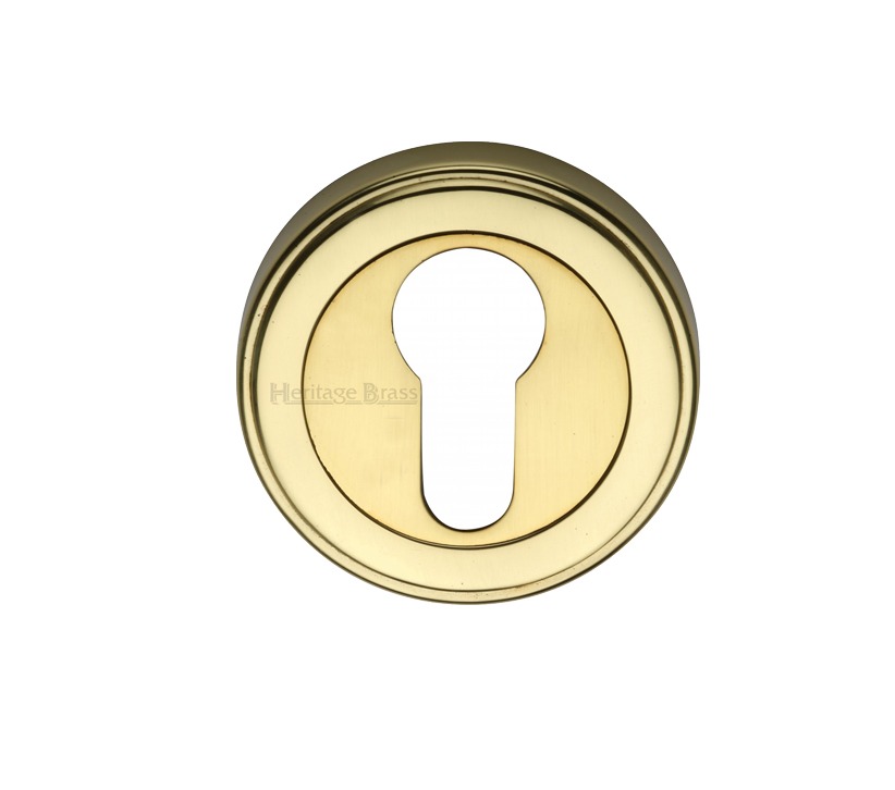 Heritage Brass Art Deco Style Euro Profile Key Escutcheon, Polished Brass