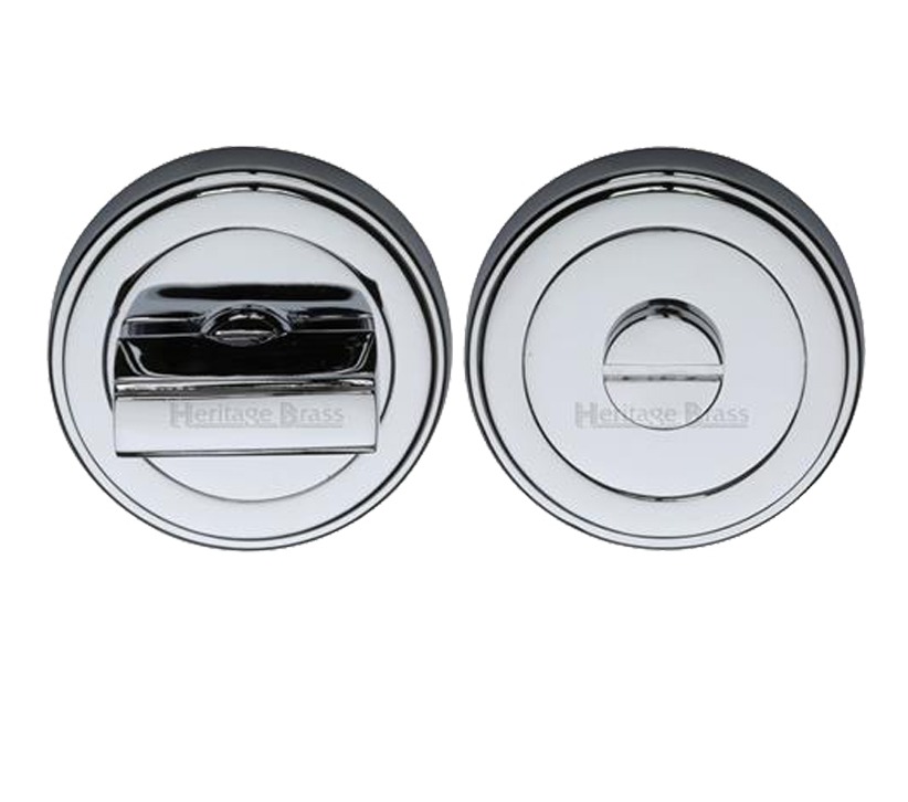Heritage Brass Art Deco Style Round 53mm Diameter Turn & Release, Polished Chrome Finish