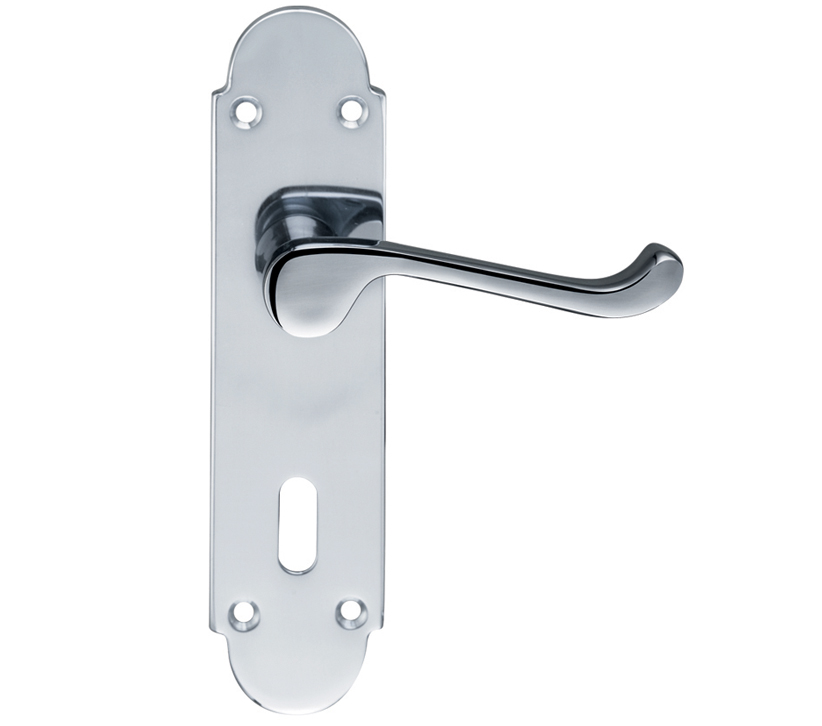 Zoo Hardware Fulton & Bray Oxford Door Handles On Backplate, Polished Chrome  (sold In Pairs)