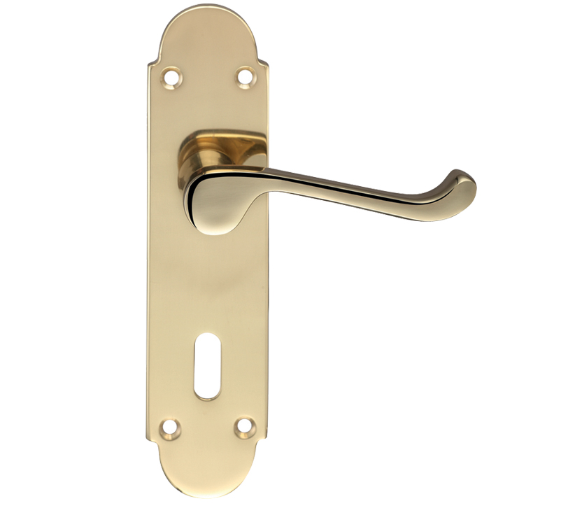 Zoo Hardware Fulton & Bray Oxford Door Handles On Backplate, Polished Brass  (sold In Pairs)