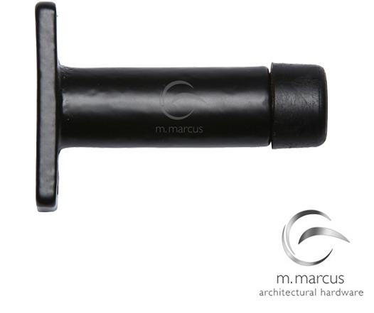 M Marcus Projecting Cylinder Door Stop (72mm Projection), Smooth Black Iron