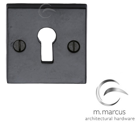 M Marcus Square Standard Profile Escutcheon, Smooth Black Iron –
