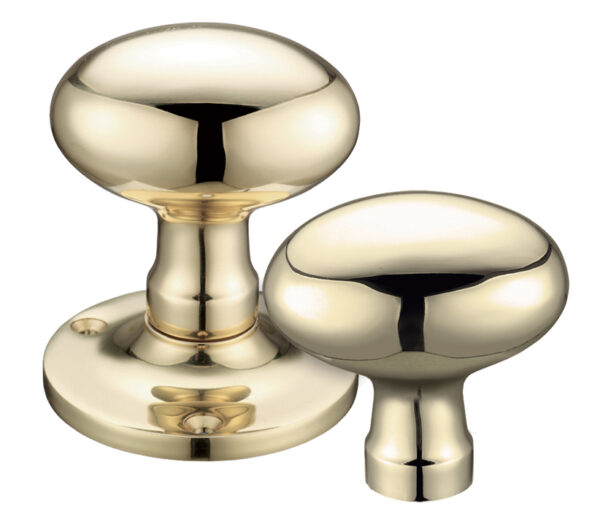 Zoo Hardware Fulton & Bray Oval Rim Door Knobs, Polished Brass (sold in pairs)