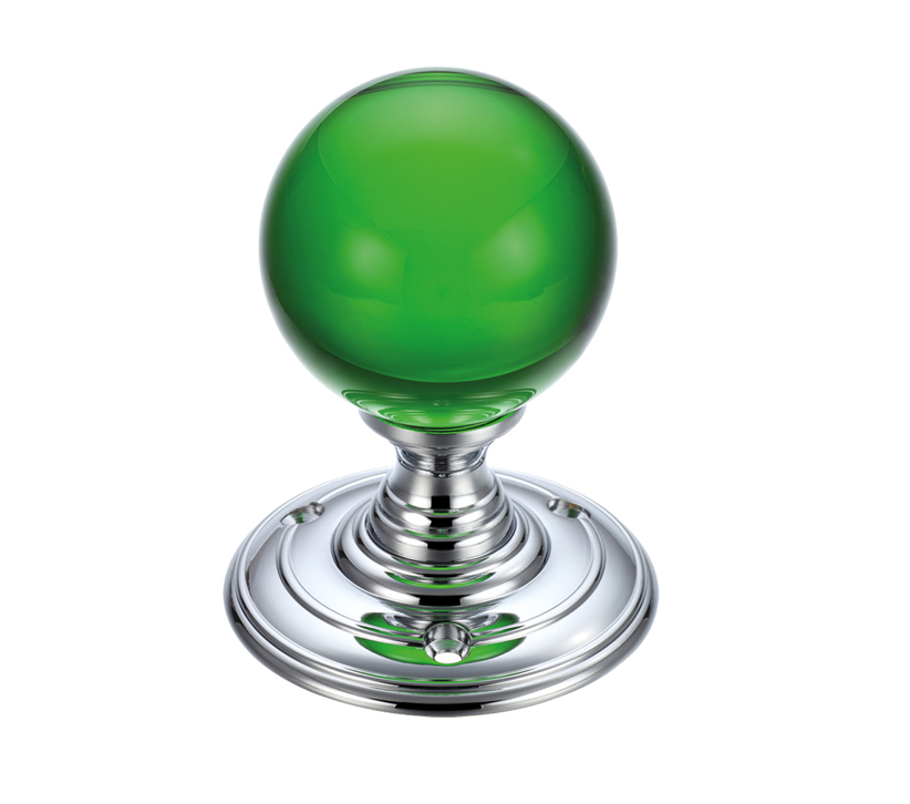 Zoo Hardware Fulton & Bray Green Glass Ball Mortice Door Knobs, Polished Chrome –  (sold In Pairs)