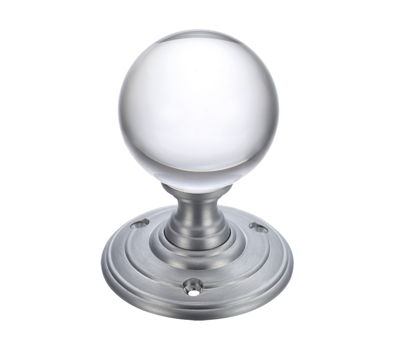 Zoo Hardware Fulton & Bray Clear Glass Ball Mortice Door Knobs, Satin Chrome –  (sold In Pairs)