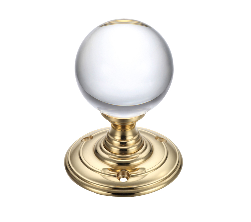 Zoo Hardware Fulton & Bray Clear Glass Ball Mortice Door Knobs, Polished Brass (sold In Pairs)