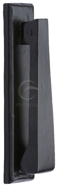 M Marcus Plain Door Knocker On Backplate (167mm X 40mm), Smooth Black Iron