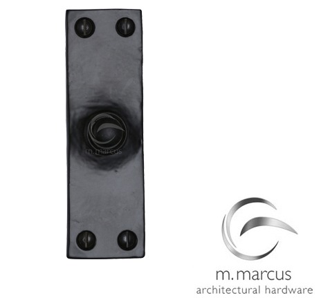 M Marcus Plain Bell Push (103mm X 32mm), Smooth Black Iron
