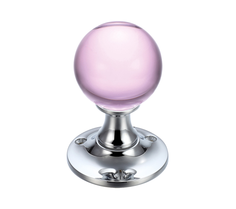 Zoo Hardware Fulton & Bray Pink Glass Ball Mortice Door Knobs, Polished Chrome –  (sold In Pairs)