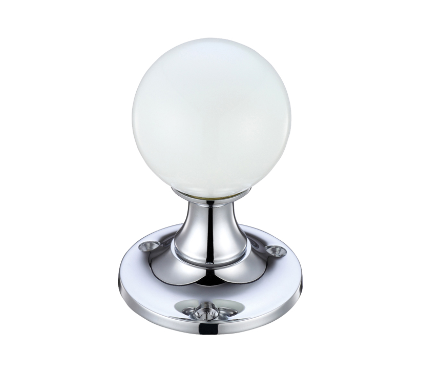 Zoo Hardware Fulton & Bray White Glass Ball Mortice Door Knobs, Polished Chrome –  (sold In Pairs)