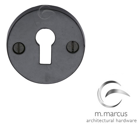 M Marcus Round Standard Profile Escutcheon, Smooth Black Iron –